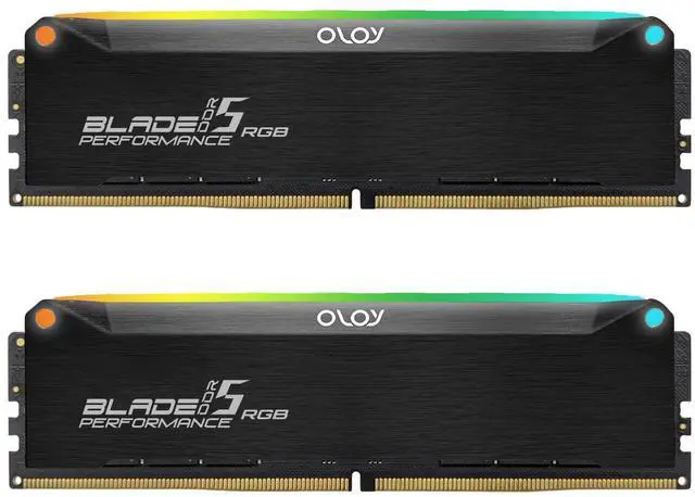 Main image of OLOy DDR5 RAM 32GB (2x16GB) Black Hairline Blade RGB 6000 MHz CL32 1.35V Gaming UDIMM (MD5U1660320BRKDA)