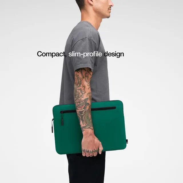 Alt view image 4 of 5 - Incase Compact Laptop Sleeve with Flight Nylon - 16-inch MacBook/Laptop & iPad/Tablet Sleeve - Faux Fur Lining, Lightweight, Durable, Weather Resistant, Slip Pocket for Accessories - Malachite Green
