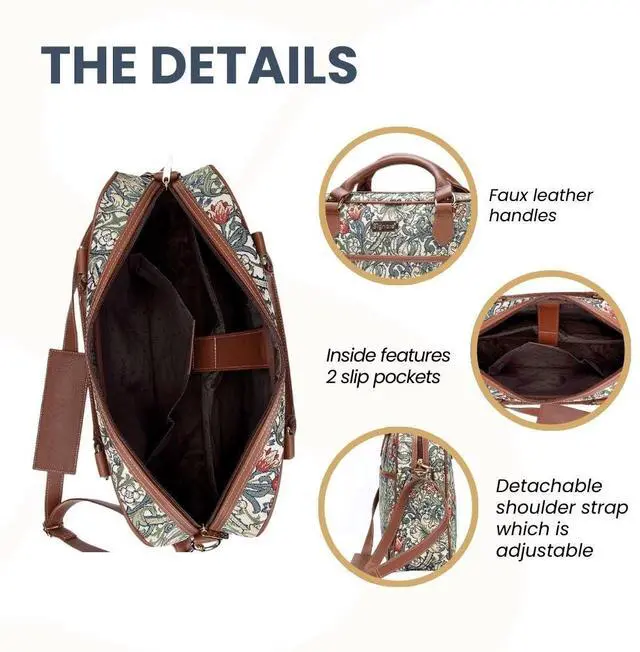 Alt view image 4 of 5 - Signare Tapestry Laptop bag Computer Messenger bag Briefcase for Women with William Morris Design (CPU-GLILY)