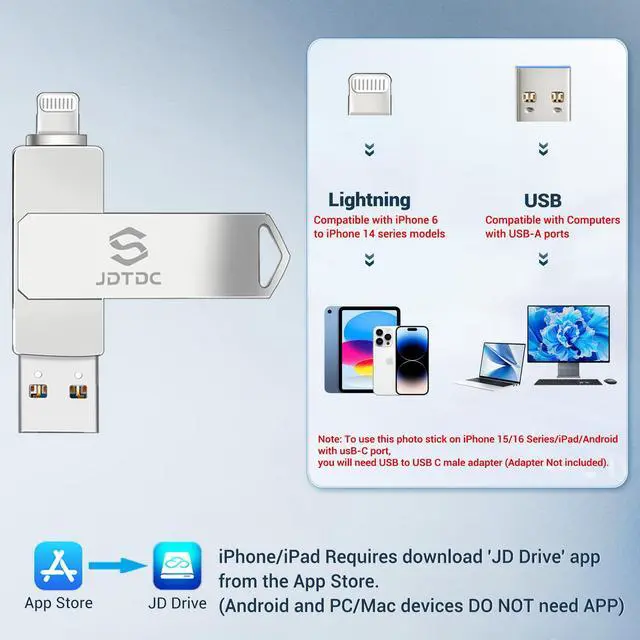 Alt view image 5 of 5 - Genuine Apple MFi Certified iPhone USB Flash Drive 128GB - Real Capacity - No Fake Storage, Genuine Lightning, encrypted Auto Backup Photo Stick for iPhone iPad Photos/Videos - Avoid Fake MFi Clones!