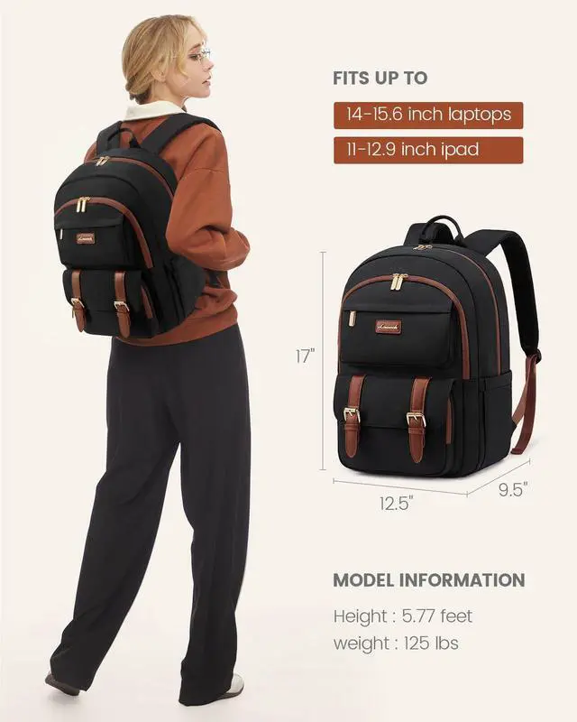 Alt view image 4 of 5 - LOVEVOOK College Backpack for Women Fit 15.6 Inch Laptop, Cute Aesthetic Backpack for 14-16 Year Olds, Large Capacity Travel Work Bag Purse for Nurse Teacher
