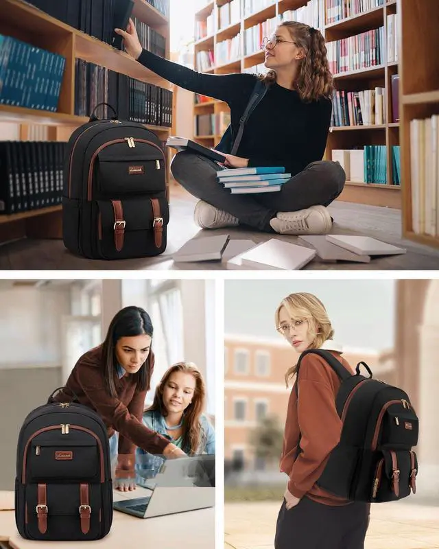 Alt view image 5 of 5 - LOVEVOOK College Backpack for Women Fit 15.6 Inch Laptop, Cute Aesthetic Backpack for 14-16 Year Olds, Large Capacity Travel Work Bag Purse for Nurse Teacher