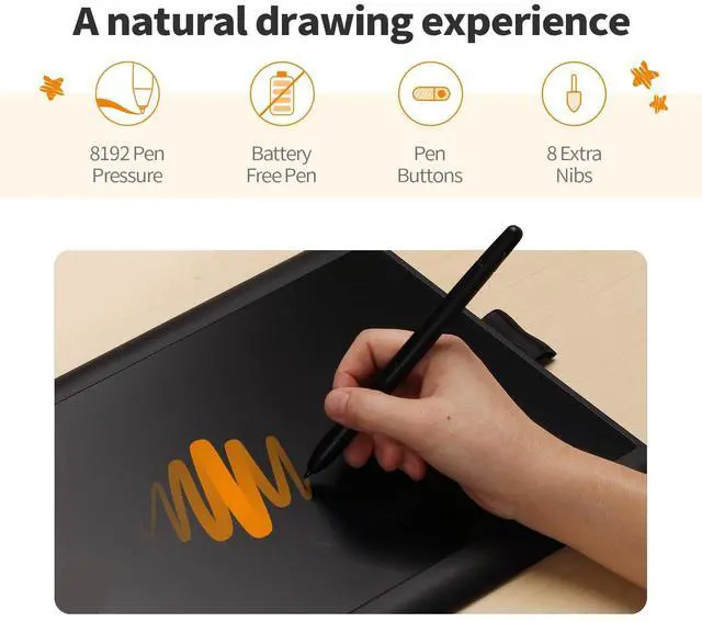 Alt view image 3 of 5 - GAOMON M10K Drawing Tablet, 10x6 inch Large Graphics Tablet with Touch Ring, 8192 Levels Battery-Free Stylus, 10 Hot Keys, Art Tablet for Design, Writing, Editing, Work with Mac, Windows, Android