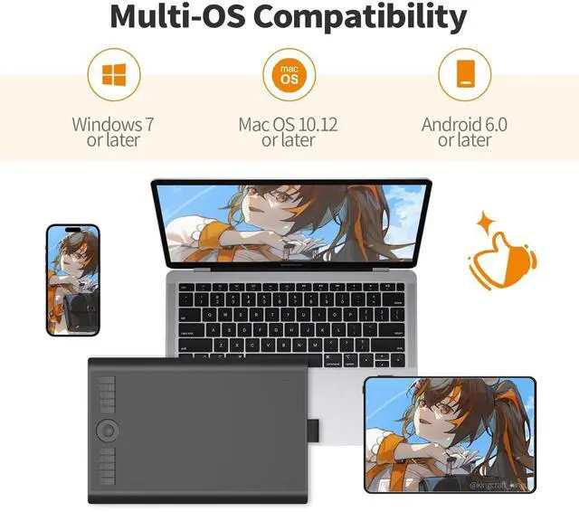 Alt view image 5 of 5 - GAOMON M10K Drawing Tablet, 10x6 inch Large Graphics Tablet with Touch Ring, 8192 Levels Battery-Free Stylus, 10 Hot Keys, Art Tablet for Design, Writing, Editing, Work with Mac, Windows, Android