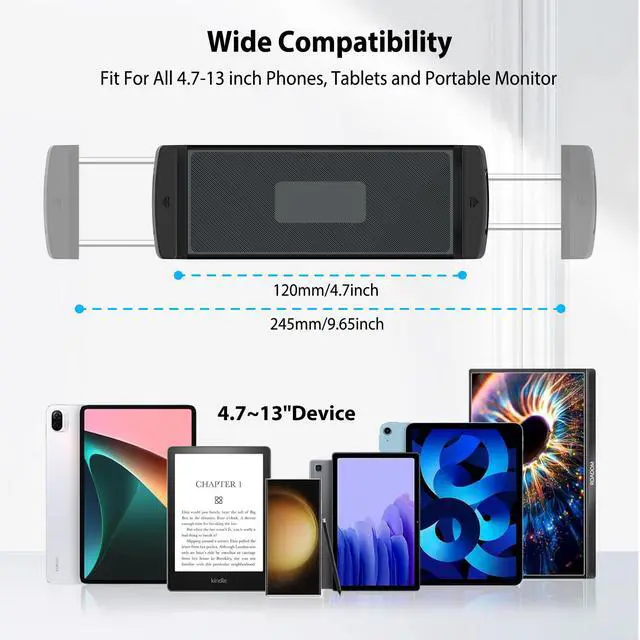Alt view image 5 of 5 - CreaDream Wall Mount for iPad, Aluminium Adjustable & Extendable Holder Arm, Fits 4.7-13" Tablets, Phones, Kindle Fire HD, Galaxy Tab, Samsung Galaxy