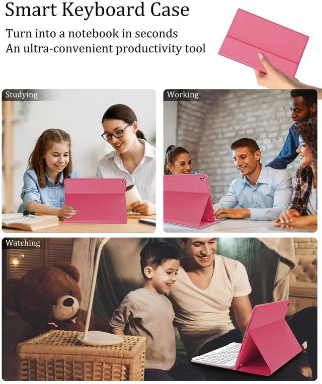Alt view image 5 of 5 - Keyboard Case for iPad 9th Generation 2021 10.2 Inch, Detachable Wireless Rechargeable Keyboard for iPad 8th/7th Gen, Slim Folio Stand Cover with Pencil Holder for iPad Pro 10.5" / iPad Air 3rd Gen