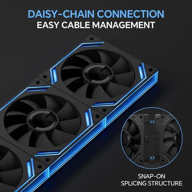 Alt view image 3 of 5 - G120Pro Forward ARGB PC Fans,Triple Pack | Daisy Chain Connection | 1850RPM | 120mm Case Fan with Infinity Mirrors on Both Sides|, for Computer Case Cooler