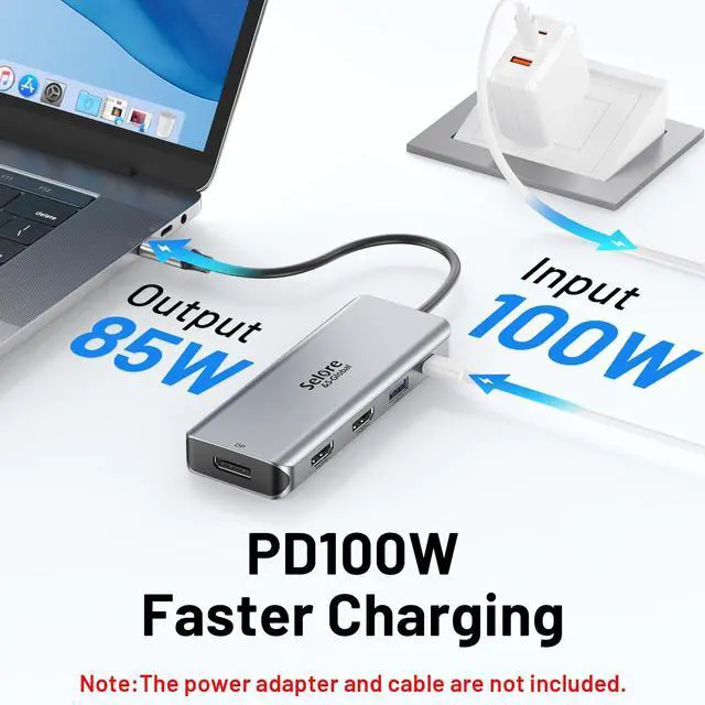 Alt view image 5 of 5 - USB C Docking Station Dual Monitor, 9 in 1 Triple Display Docking Station to Dual HDMI Adapter Displayport SD TF Card Reader 2USB 2.0, 1 USB 3.0, 100W PD for USB C Thunderbolt 3/4 Laptops