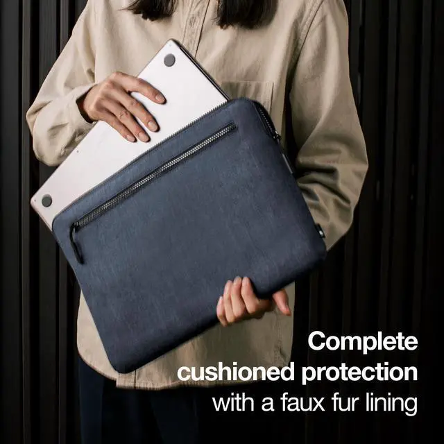 Alt view image 2 of 5 - Incase Compact Laptop Sleeve with Woolenex - 16" MacBook/Laptop and iPad/Tablet Sleeve, Computer Case and Cover, Lightweight, Weather Resistant, with Slip Pocket for Accessories - Heather Navy