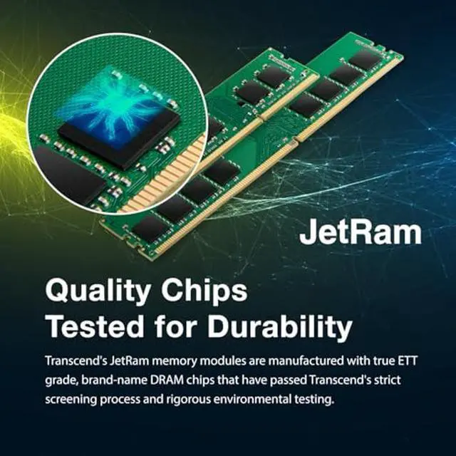 Alt view image 4 of 5 - Transcend 32GB Kit (2x16GB) DDR4 RAM, 3200MHz (or 2666MHz) Desktop Memory UDIMM Compatible w/Intel & AMD Ryzen PC Memory Module, PC4-25600 1Rx8 2Gx8 CL22 1.2V 288 Pin Unbuffered Gaming Desktop Memory