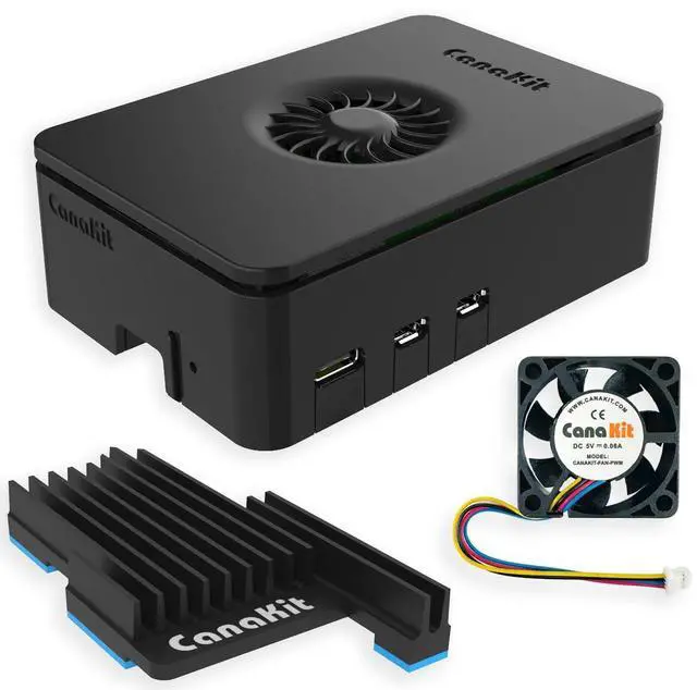 Alt view image 3 of 5 - CanaKit 45W Raspberry Pi 5 Power Supply and CanaKit Case, Mega Heat Sink and Fan Bundle