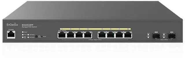 Main image of EnGenius Cloud Managed ECS2510FP 8-Port Multi-Gigabit L2+ PoE+ Switch with 240W & 2 SFP+ Uplink Ports