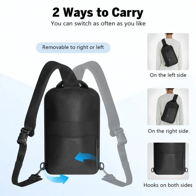 Alt view image 4 of 5 - MoKo Compact EDC Sling Bag for New 13-inch iPad Pro M4/Air M2, Minimalist Chest Shoulder Crossbody Bag for Men Women Daily Use, Single Strap Daypack for New 13" MacBook Air/14 MacBook Pro, Black