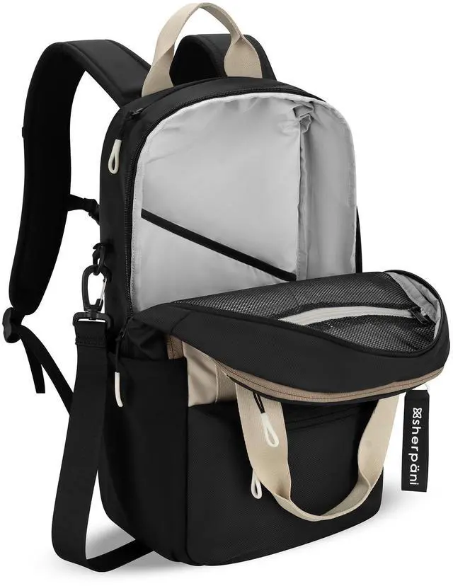 Alt view image 3 of 5 - Sherpani Camden, Convertible Backpack, 3 in 1 Tote Bag, Crossbody Bag for Women, Cross Body Purse, 21L Travel Backpack, Travel Gifts, RFID Protection, Fits 15 Laptop (Con Leche Classic)