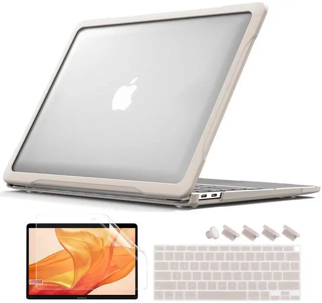 Main image of Batianda Ultimate Protection Case for MacBook Air 13 inch 2021 2020 Release Model A2337 M1 Chip A2179 A1932 2019 Matte Carbon Fiber Edges Shockproof with Keyboard Cover Screen Protector,Khaki