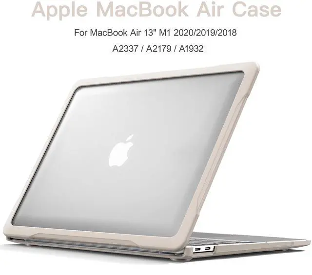 Alt view image 4 of 5 - Batianda Ultimate Protection Case for MacBook Air 13 inch 2021 2020 Release Model A2337 M1 Chip A2179 A1932 2019 Matte Carbon Fiber Edges Shockproof with Keyboard Cover Screen Protector,Khaki