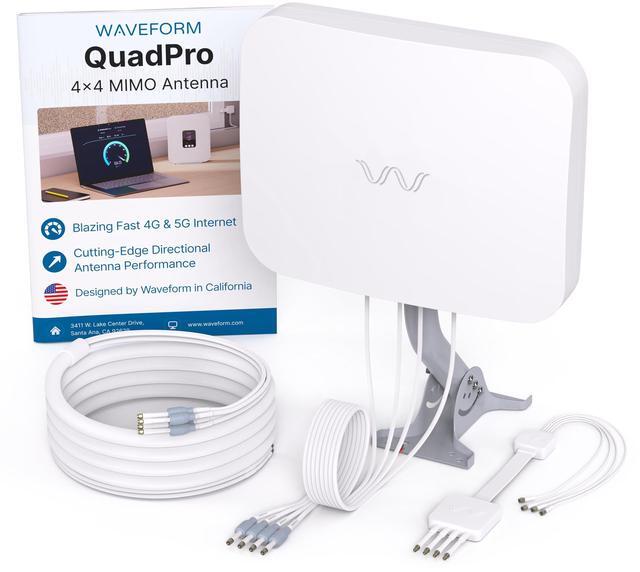 Main image of Waveform QuadPro 4x4 MIMO Signal Boosting Panel Antenna Kit | External Antenna for 4G/5G Routers & Gateways | for T-Mobile Home Internet, Verizon, AT&T (Complete Kit w/ 20' Cable & Window Entry)