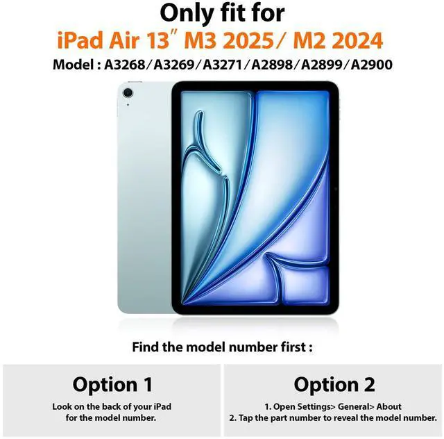 Alt view image 2 of 5 - SEYMAC for iPad Air 13 Inch Case M3 2025/ M2 2024, Heavy Duty Shockproof Protective Case with Screen Protector, 360° Rotating Stand, Hand/Shoulder Strap and Pen Holder for iPad Air 13, Black