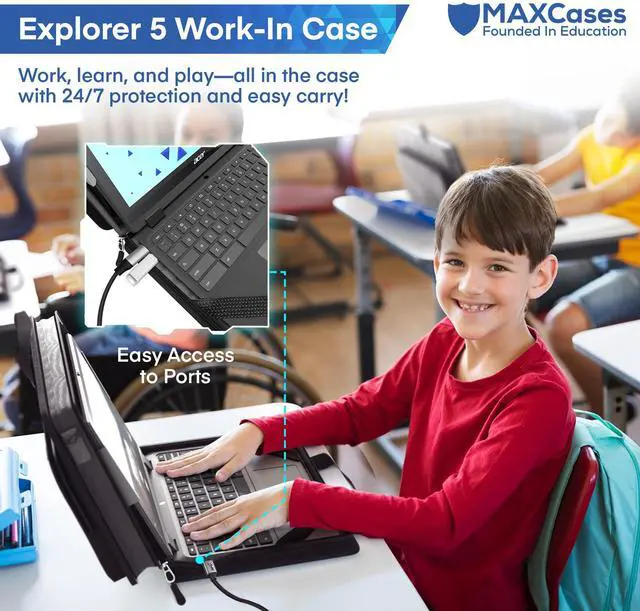 Alt view image 3 of 5 - MAXCases Explorer Protective Case for 14 Inch Laptop & Chromebook with Pocket, Molded Interior - Rugged, Custom-Fit Cases for 14 Inch Laptop & Chromebook - Shockproof & Durable Cover, Bag