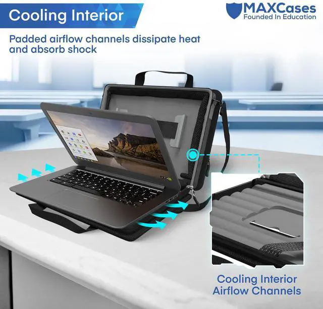 Alt view image 4 of 5 - MAXCases Explorer Protective Case for 14 Inch Laptop & Chromebook with Pocket, Molded Interior - Rugged, Custom-Fit Cases for 14 Inch Laptop & Chromebook - Shockproof & Durable Cover, Bag