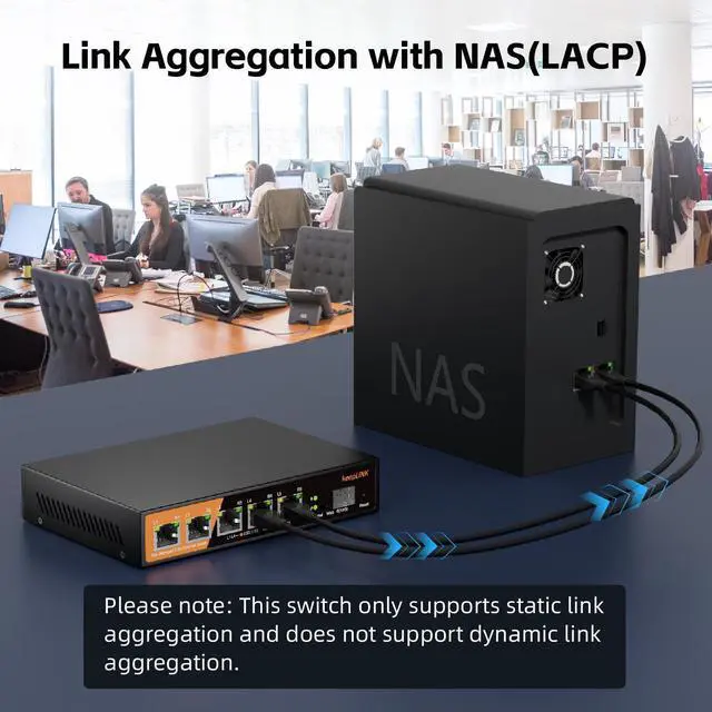 Alt view image 5 of 5 - keepLiNK 6 Port 2.5G Web Smart Managed Ethernet Switch with 5 x 2.5G Base-T Ports, 1 x 10G SFP+, Static Aggregation, QoS/VLAN/IGMP, Metal Housing Fanless, Desktop/Wall-Mount