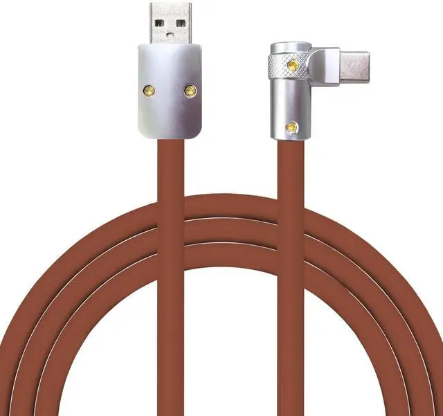 Main image of chubbycable FlexElbow Pro - 90 Degree Design 240W Fast Charge Cable Ultra-Thick Silicone Right Angle USB C Cable Phone Tablets Charging Cord, Chocolate, USB-A to Type-C, 19.6FT