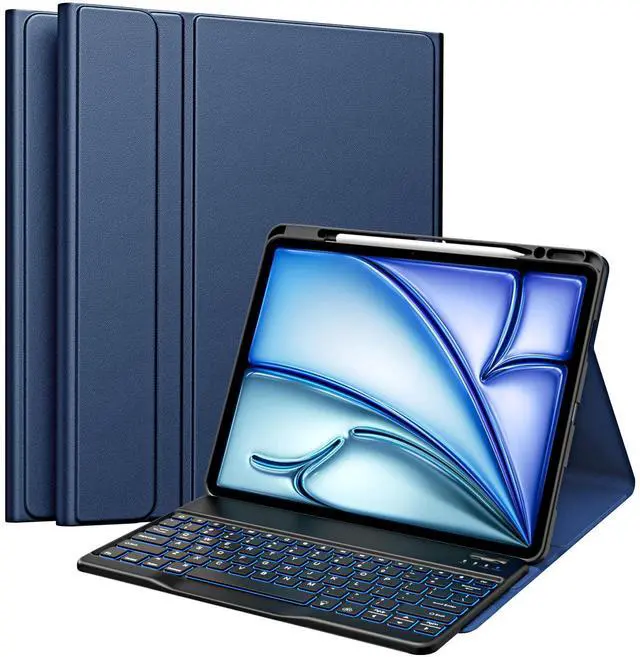 Main image of MoKo Keyboard Case for New iPad Air 13 Inch Case with Keyboard 2025/2024, Multi-Angle Magnetic Stand Cover for iPad Pro 12.9 2022/2021/2020/2018, Detachable Wireless Bluetooth Keyboard, Indigo