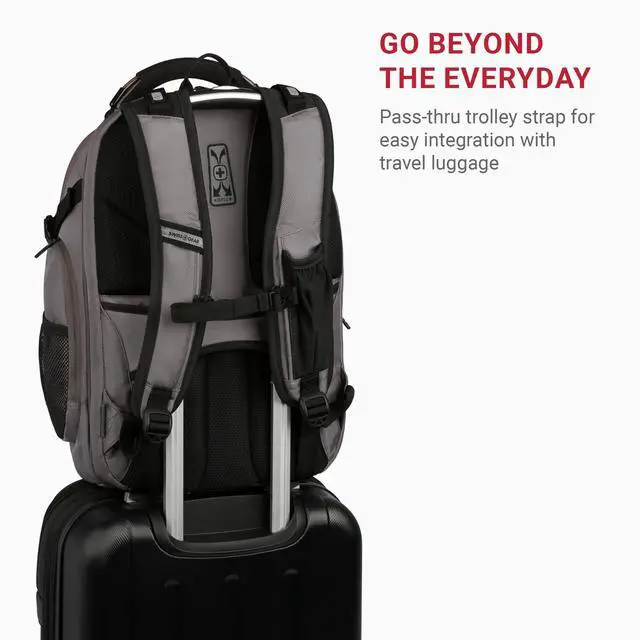 Alt view image 4 of 5 - SwissGear Travel Tech Elite Laptop Backpack  Fits Laptops up to 16  ScanSmart TSA-Friendly Backpack with USB Port, Shoe Compartment & Organizer Pockets  Grey Ballistic