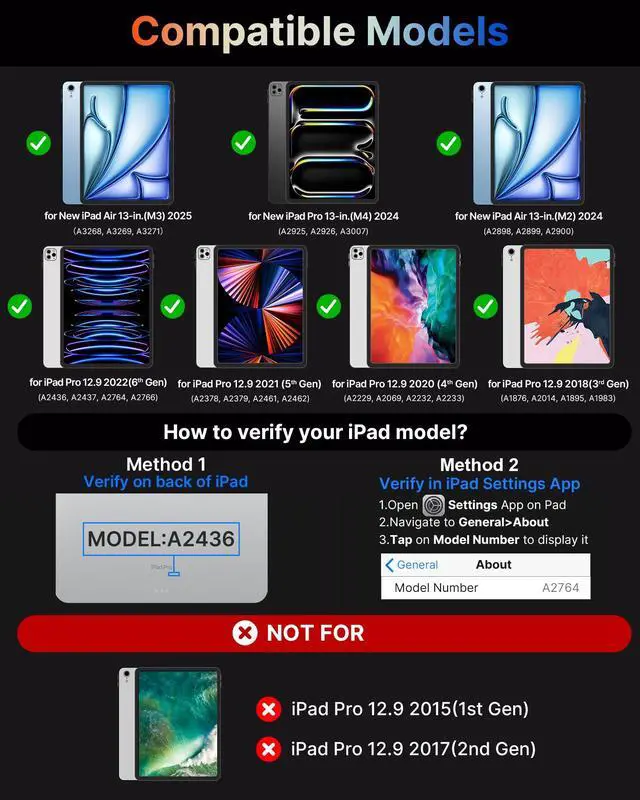 Alt view image 2 of 5 - typecase Touch Case with Keyboard for iPad Pro 13-inch(M4, 2024), iPad Air 13-inch(M3, 2025/M2, 2024) & iPad Pro 12.9(6th/5th/4th/3rd Gen), Trackpad, 360° Rotatable, 11-Colors Backlit, Lake Blue