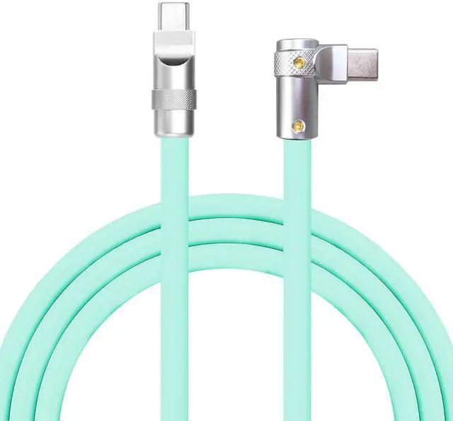 Main image of chubbycable FlexElbow Pro - 90 Degree Design 240W Fast Charge Cable Ultra-Thick Silicone Right Angle USB C Cable Phone Tablets Charging Cord, Light Blue, Type-C to Type-C, 6.6FT