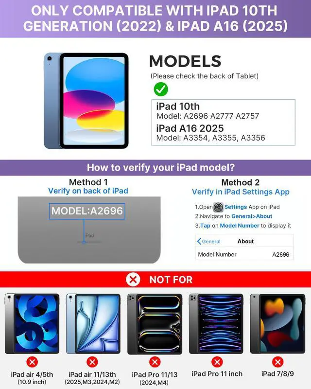 Alt view image 2 of 5 - typecase Folio Keyboard Case for iPad 10th Gen 10.9 inch (2022) and iPad 11th (A16, 2025), Magnetic Wireless Detachable Keyboard, 7-Color Backlight, Thin & Light, Pencil Holder  Light Purple