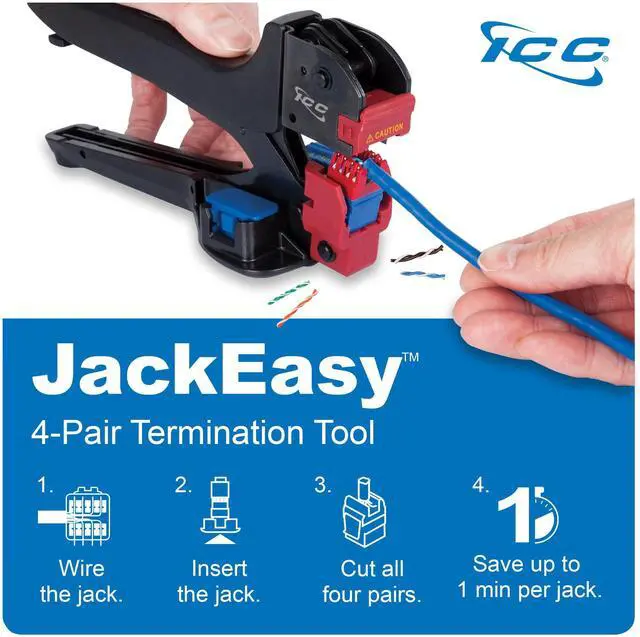 Alt view image 4 of 5 - ICC CAT6 Keystone Jack with Slim Profile 180 Degree Punch Down, RJ45 UL Listed PoE++ TAA Compliant for Wall Plate or Patch Panel, Works with JackEasy Termination Tool, White 25 Pack