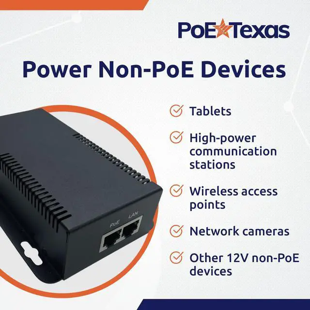 Alt view image 2 of 5 - PoE Texas 802.3bt PoE++ to 12V Splitter with 60W Output - Works with Cisco UPOE & 802.3bt Switches - Gigabit Data Splitter with Phoenix Connector for Tablet Computers, Wireless APs, Network Cameras