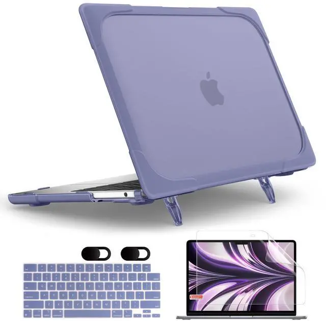 Main image of MEEgoodo for MacBook Air 13.6 inch Case 2025 2024 2022 (A3240/A3113/A2681) with M4/M3 M2, Laptop Hard Shell for MacBook Air 13", Cover with Heavy Duty Rugged Shockproof Kickstand, Lavender Grey