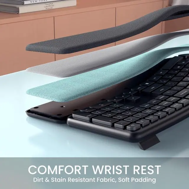 Alt view image 3 of 5 - LIZRROT Wireless Ergonomic Keyboard, Split Keyboard with Wrist Rest and Cleaning Brush, 2.4G Computer Keyboard, Comfortable and Natural for Windows PC Laptops