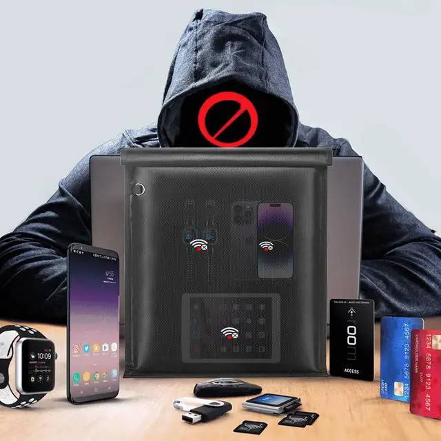 Alt view image 4 of 5 - yaokvide Large Faraday Bags- 5 Pack Faraday Cages for Laptops & Tablets & Phones & Car Keys, Faraday Key Fob Protector, Fireproof & Waterproof Faraday Pouch Key Fob Anti-theft Signal Blocker Pouch