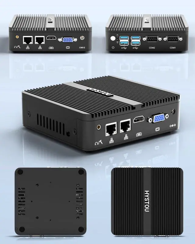 Alt view image 4 of 5 - HYSTOU Mini PC Fanless Industrial: 8GB Ram DDR4 256GB SSD Micro Computer Celeron J4125 Dual LAN Mini Desktop PC Windows 10 Pro with Dual Band WiFi Bluetooth