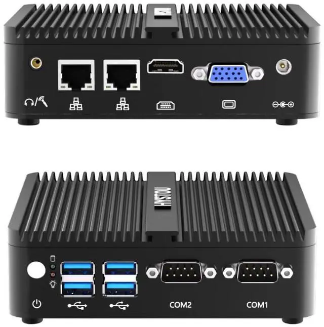 Main image of HYSTOU Mini PC Fanless Industrial: 8GB Ram DDR4 256GB SSD Micro Computer Celeron J4125 Dual LAN Mini Desktop PC Windows 10 Pro with Dual Band WiFi Bluetooth