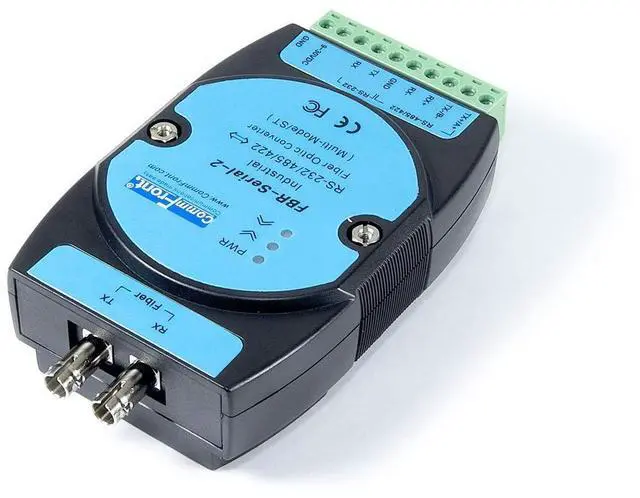 Alt view image 2 of 5 - COMMFRONT Industrial RS232 / RS485 / RS422 to Fiber Optic Converter, Multi-Mode, ST Connectors, 3 Miles / 5KM, DIN-Rail/Wall/Panel Mount