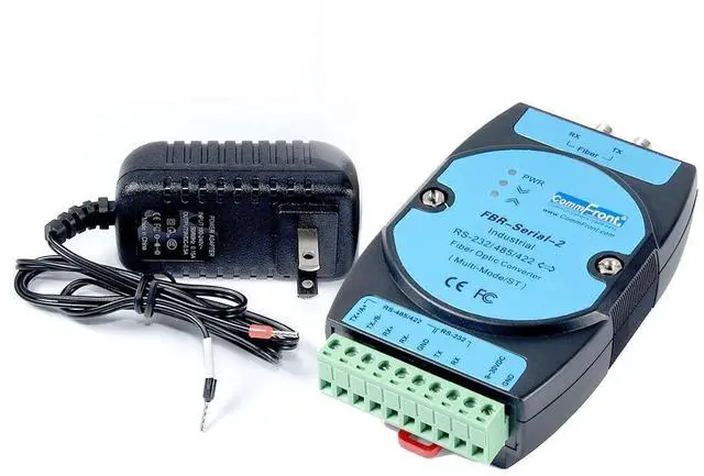 Alt view image 3 of 5 - COMMFRONT Industrial RS232 / RS485 / RS422 to Fiber Optic Converter, Multi-Mode, ST Connectors, 3 Miles / 5KM, DIN-Rail/Wall/Panel Mount