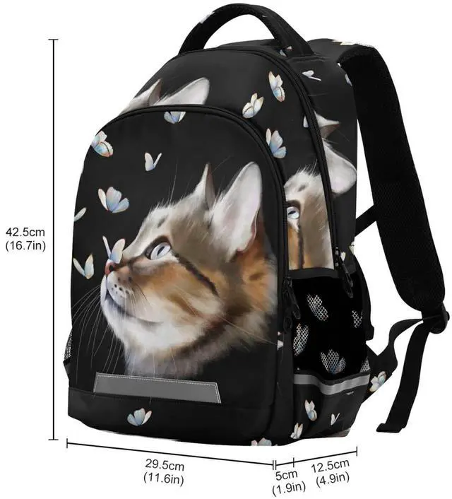 Alt view image 3 of 5 - ALAZA Cute Cat Kitten with Butterfly Backpacks Travel Laptop Daypack School Book Bag for Men Women