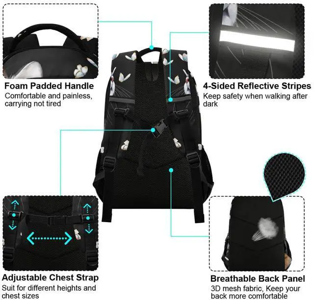 Alt view image 4 of 5 - ALAZA Cute Cat Kitten with Butterfly Backpacks Travel Laptop Daypack School Book Bag for Men Women