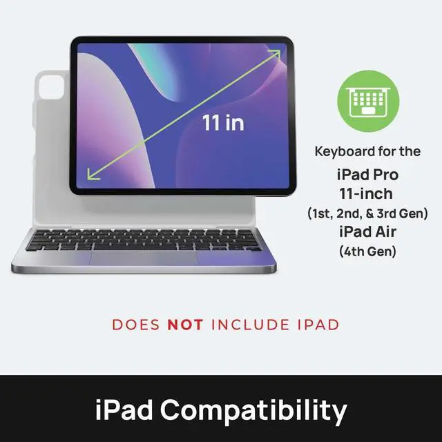 Alt view image 3 of 5 - Brydge 11 MAX+ Wireless Keyboard Case with Multi-Touch Trackpad for iPad Pro 11" & iPad Air 11", White Magnetic SnapFit Case, Silver Keyboard