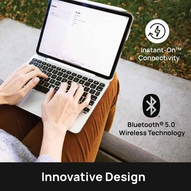 Alt view image 4 of 5 - Brydge 11 MAX+ Wireless Keyboard Case with Multi-Touch Trackpad for iPad Pro 11" & iPad Air 11", White Magnetic SnapFit Case, Silver Keyboard