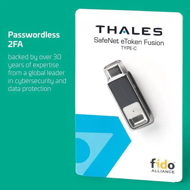Alt view image 3 of 5 - Thales - SafeNet eToken Fusion - Phishing-Resistant FIDO2 Certified Security Key for Digital certificates or FIDO2 authentication to Web apps and desktops - USB-C