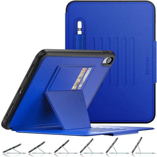 Main image of SEYMAC stock Case for iPad (A16) 11th/10th Generation 11''/10.9'', Strong Magnetic Auto Sleep Shockproof Case with Absorbing Multi-Angles Stand, Pen Holder, Card Slot (Blue)