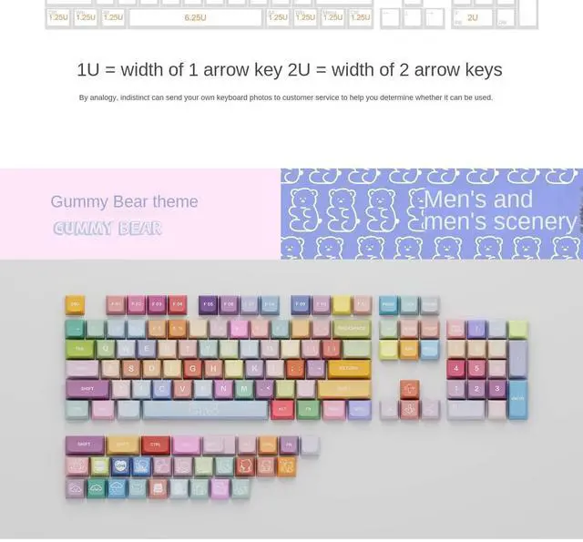 Alt view image 4 of 5 - ILYCHEEGAMI PBT Material XDA Candy keycap Set 5-Side Dye Sublimation Universal Mechanical Keyboard keycaps Compatible with Cherry MX switches,Gateron,Kailh TTC JWK and Clones-Gummy Bear