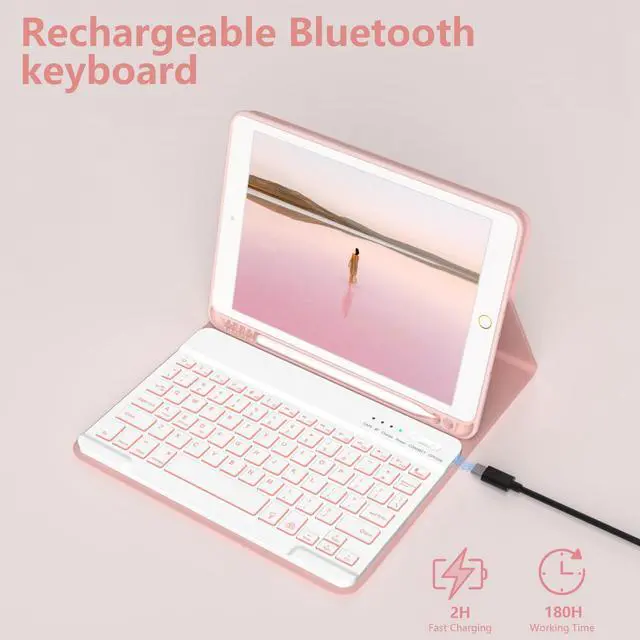 Alt view image 5 of 5 - FUWANG Compatible with iPad 9th Generation Keyboard Case 10.2"(2021)/8th Gen/7th Gen Bundle with Stylus Pen for iPad 9th&10th Generation