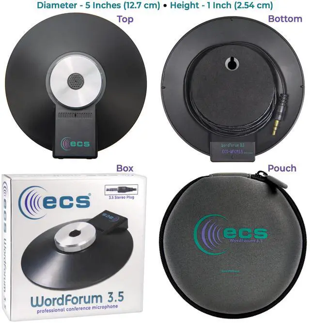 Alt view image 2 of 5 - ECS WordForum 3.5mm TRS 360° Omnidirectional Stereo Conference Microphone for PC - with Daisy Chain Option, Condenser Mic for Teleconferencing - 1 Pack