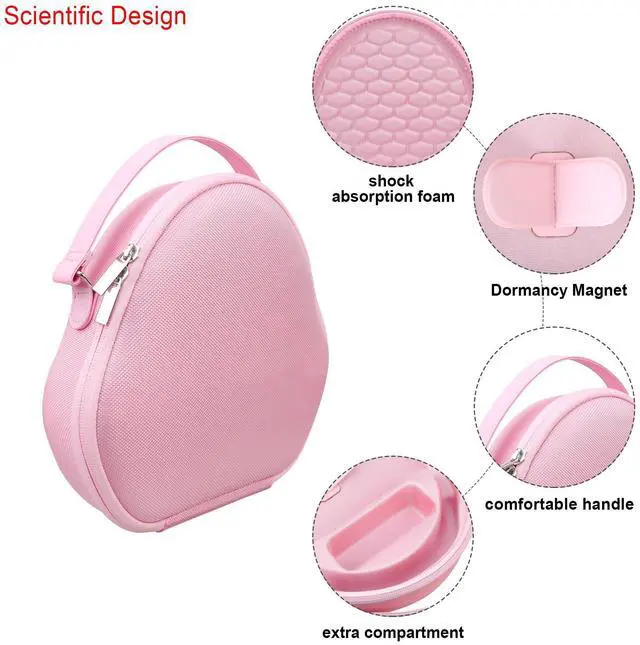 Alt view image 5 of 5 - Elonbo Smart Case for Apple AirPods Max Wireless Over-Ear Headphones(Supports Sleep Mode), New AirPods Max Headphones(2024/2020) Hard Carrying Case, Earphone Protective Holder Storage Bag, Pink